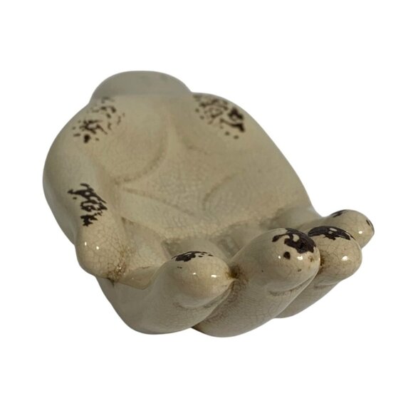 1970s Ceramic Hand-Shaped Decorative Tray Trinket Dish Distressed Crazed Finish - Picture 8 of 9
